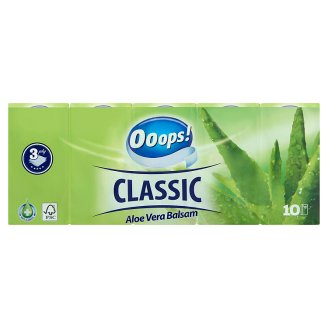 Ooops! Classic Aloe Vera Balzsam papír zsebkendő 3 rétegű 10 x 10 db