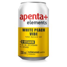 Apenta+ Elements White Peach Vibe fehér barack ízű szénsavas üdítőital vitaminokkal 330 ml
