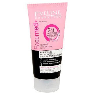 Eveline Cosmetics Facemed+ 3 az 1-ben tisztító arclemosó gél aktív karbonnal 150 ml