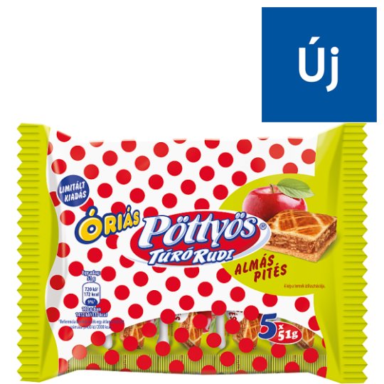 Pöttyös Óriás Túró Rudi túródesszert almás pite ízesítéssel 5 x 51 g
