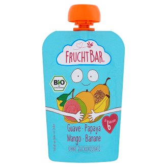 FruchtBar BIO guava-papaya-mangó-banán bébidesszert hozzáadott cukor nélkül 6 hónapos kortól 100 g