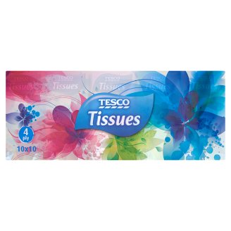 Tesco papírzsebkendő 4 rétegű 10 x 10 db