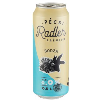 Pécsi Radler alkoholmentes világos sör és bodza ízű szénsavas üdítőital keverék 0,5 l