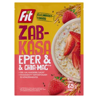 Fit Reggeli zabkása chia-maggal, eperrel ízesítve 65 g