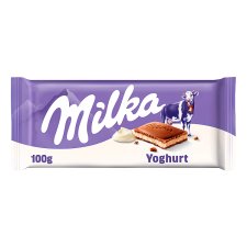 Milka alpesi tej felhasználásával készült tejcsokoládé joghurtos krémtöltelékkel 100 g
