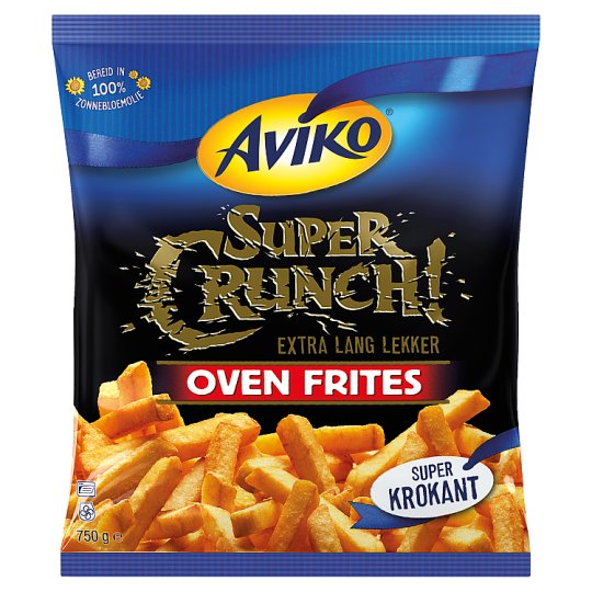 Aviko Super Crunch! elősütött, gyorsfagyasztott hasábburgonya sütőbe extra ropogós bevonattal 750 g