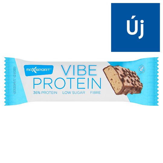 MaxSport Protein Vibe tejcsokoládéban áztatott kókuszos ízű protein-rudacska édesítőszerekkel 55 g