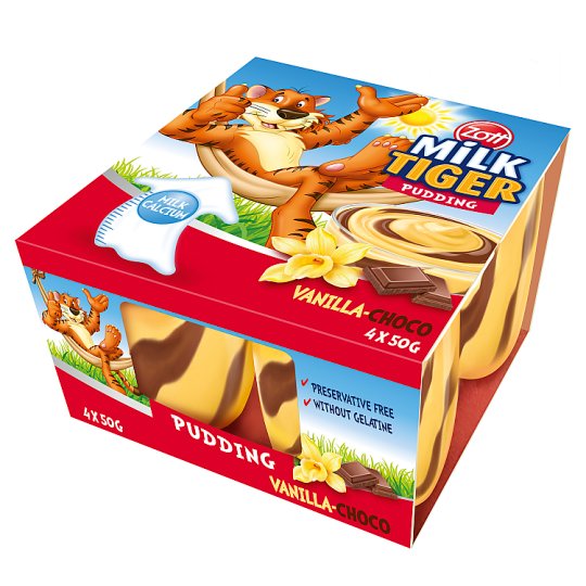 Zott Milk Tiger Vanilla-Choco Pudding 4 x 50 g (200 g)