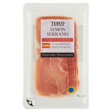 Tesco Jamón Serrano Dry Cured Spanish Pork Leg with Rich Meaty Taste 80 g