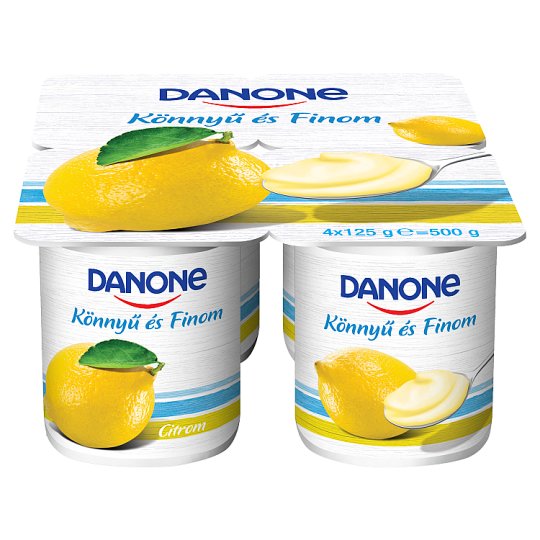 Danone Lemon Flavoured Low-Fat Yoghurt with Live Cultures 4 x 125 g