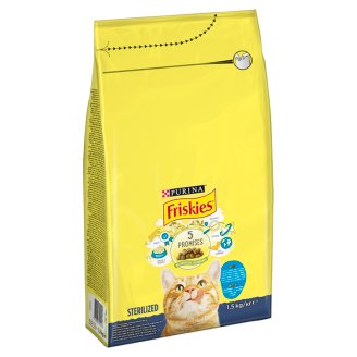 Friskies Sterilised teljes értékű állateledel ivartalanított felnőtt macskák számára lazaccal 1,5 kg