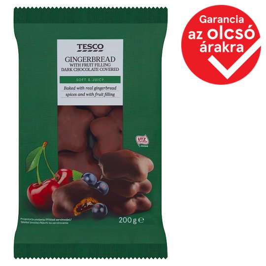 Tesco étcsokoládéval bevont puszedli gyümölcsös töltelékkel 200 g