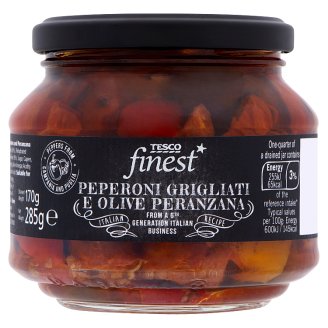 Tesco Finest sült paprika, szárított paradicsom és Perenzana olívabogyók olajos felöntőlében 285 g