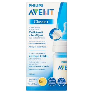 Philips Avent Classic+ 125 ml-es cumisüveg újszülött átfolyású etetőcumival 0 hónapos kortól