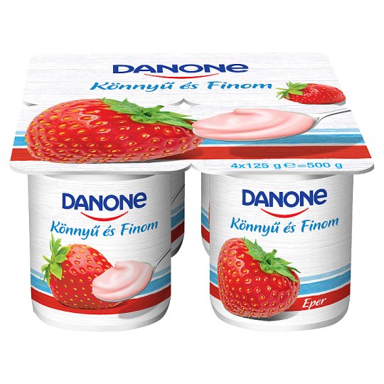 Danone Strawberry Flavoured Low-Fat Yoghurt with Live Cultures 4 x 125 g