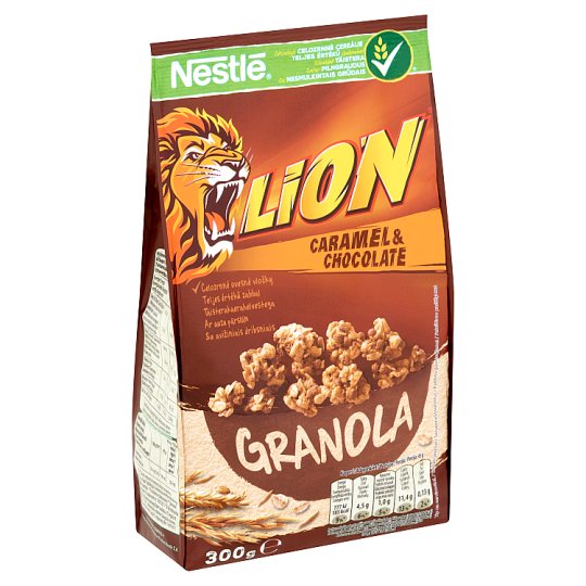 Nestlé Lion Granola karamellás, csokoládés ropogós gabonafalatok zabpehellyel és kalciummal 300 g