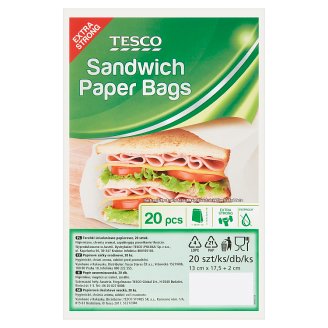 Tesco papír uzsonnászacskó 13 cm x 17,5 + 2 cm 20 db