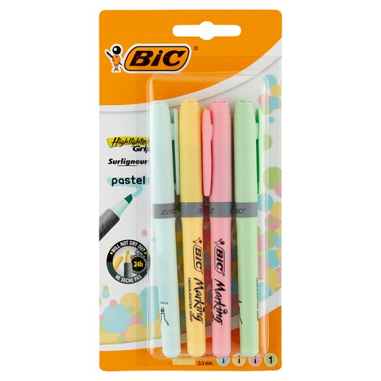BIC Highlighter Grip Pastel Pocket Highlighter 4 pcs Tesco Online