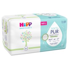 HiPP Babysanft Soft & Pure nedves törlőkendő újszülöttkortól 3 x 48 db