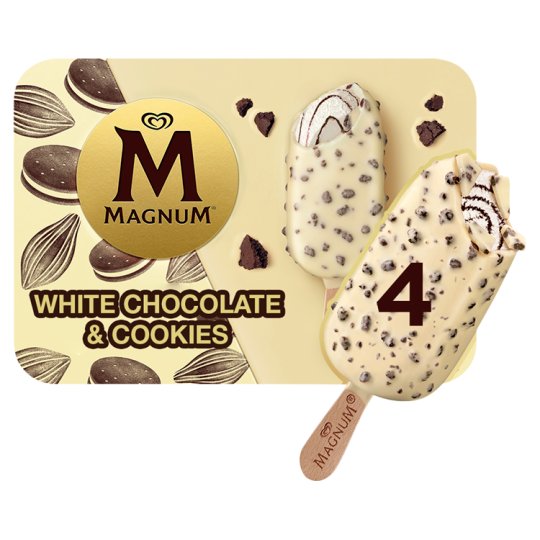Magnum Multipack White Chocolate & Cookies Ice Cream 4 x 90 ml - Tesco ...
