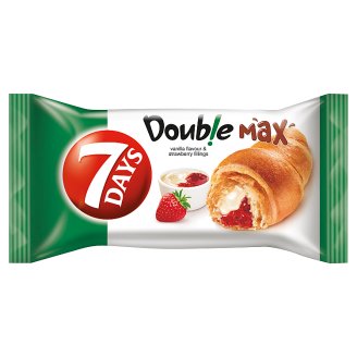 7DAYS Doub!e Max croissant vanília ízű és eper töltelékkel 80 g