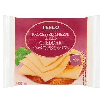 Tesco szeletelt, zsíros, ömlesztett sajtkészítmény cheddar sajttal 8 db 150 g