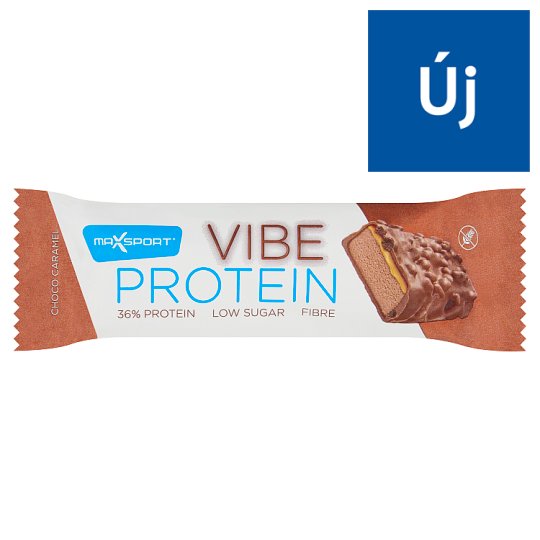 MaxSport Protein Vibe tejcsokoládéban áztatott karamelles ízű protein-rudacska édesítőszerekkel 55 g