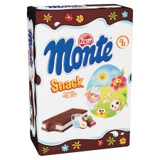 Zott Monte Snack tejes, csokoládés-mogyorós krémmel töltött sütemény 4 x 29 g (116 g)