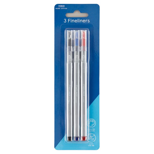 Tesco Fineliners 3 pcs Tesco Online, Tesco From Home, Tesco Doboz