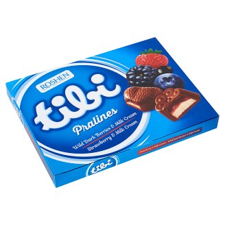 Tibi Pralines epres és vad szeder zselékrémmel és tejkrémmel töltött tejcsokoládés desszert 122 g