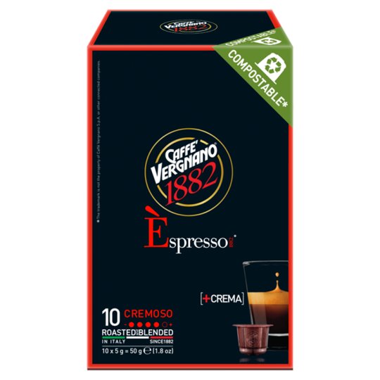 Caffè Vergnano Cremoso Roast Ground Coffee 10 x 5 g (50 g) Tesco