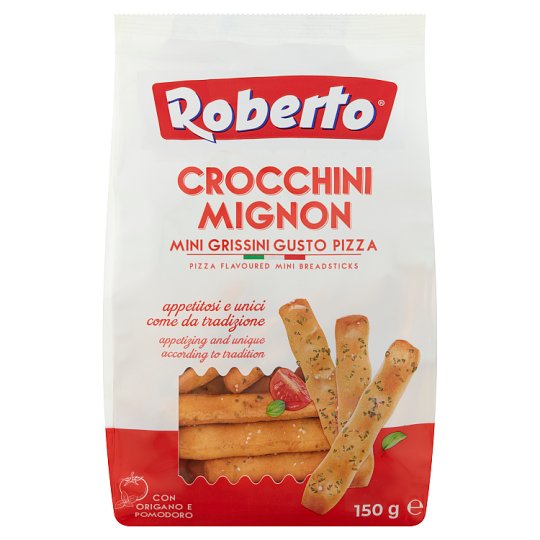 Roberto búzalisztből készült ropogós kenyérpálcika pálmaolajjal, paradicsommal és oregánóval 150 g