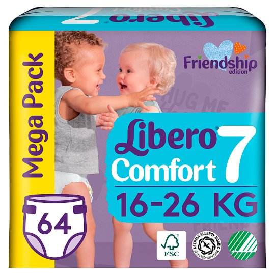 Libero Comfort Nappies, Size 7, 1626 kg, 64 pcs Tesco Online, Tesco