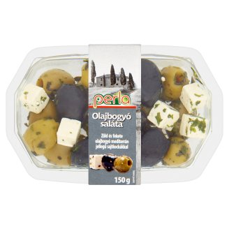 Perla olajbogyó saláta zöld és fekete olajbogyó mediterrán jellegű sajtkockákkal 150 g