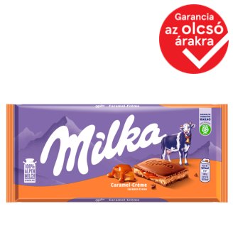 Milka alpesi tejcsokoládé karamellízű tejszínes töltelékkel és karamellával 100 g