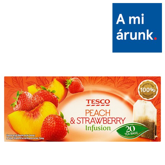 Tesco Peach & Strawberry Infusion teakeverék eper és őszibarack ízesítéssel 20 filter 40 g
