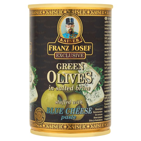 Kaiser Franz Josef Exclusive Green Olives in Salted Brine Stuffed with Blue Cheese Paste 300 g