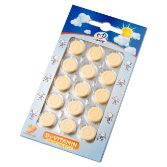 1x1 Vitaday D₃-vitamin 440 I.U. narancs ízű étrend-kiegészítő rágótabletta 15 db 12,75 g