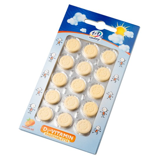 1x1 Vitaday D₃-vitamin 440 I.U. narancs ízű étrend-kiegészítő rágótabletta 15 db 12,75 g