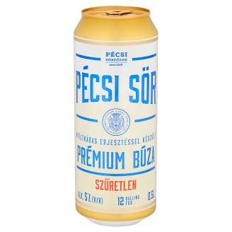 Pécsi Sör Prémium Búza minőségi szűretlen világos búzasör 5% 0,5 l