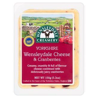 Wensleydale Creamery Yorkshire Wensleydale & Cranberries félzsíros kemény sajt vörösáfonyával 150 g