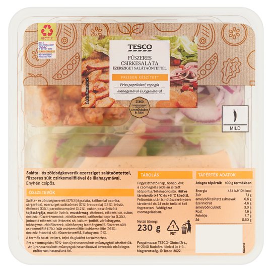 Tesco Spicy Chicken Salad with Thousand Island Salad Dressing 230 g