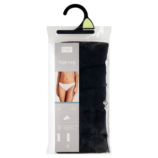 F&F 5 Pack Womens High Leg Black Brief Size 12 - Tesco Online, Tesco From  Home