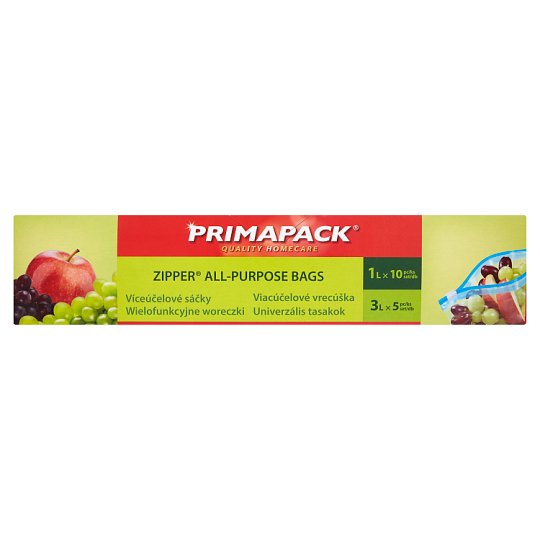 Primapack Zipper univerzális tasakok 1 l 10 db + 3 l 5 db