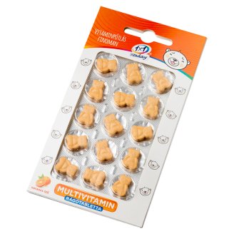 1x1 Vitaday Multivitamin narancsízű étrend-kiegészítő rágótabletta édesítőszerrel 15 db 12 g