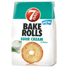 7DAYS Bake Rolls Bread Crisps with Sour Cream Flavour and Onion 80 g