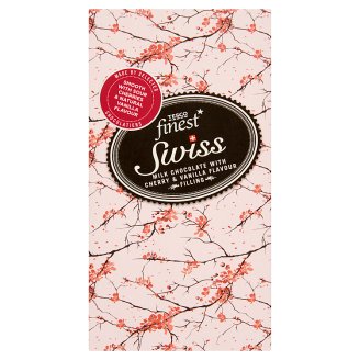 Tesco Finest Swiss tejcsokoládé meggyes-vaníliás ízű töltelékkel 100 g