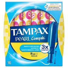 Tampax Compak Pearl Regular Tampons With Applicator X16