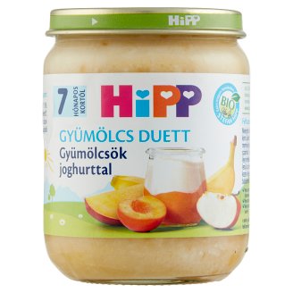 HiPP Gyümölcs Duett BIO gluténmentes joghurt gyümölcsökkel 7 hónapos kortól 160 g