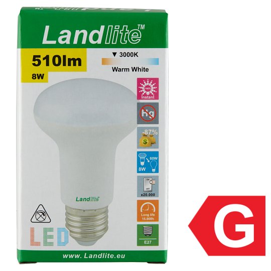 Landlite LED-R63-8W/SXW E27 melegfehér LED izzó